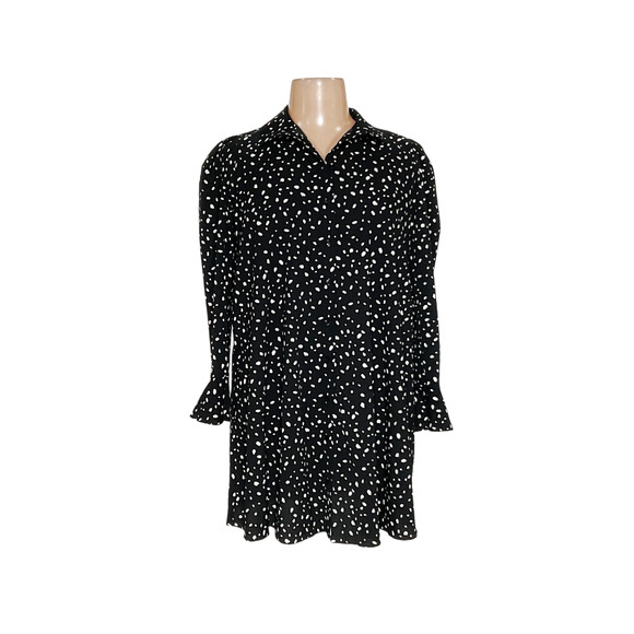 ASOS Black Polka Dot Midi Dress - Women's Size 12 - Picture 1 of 4